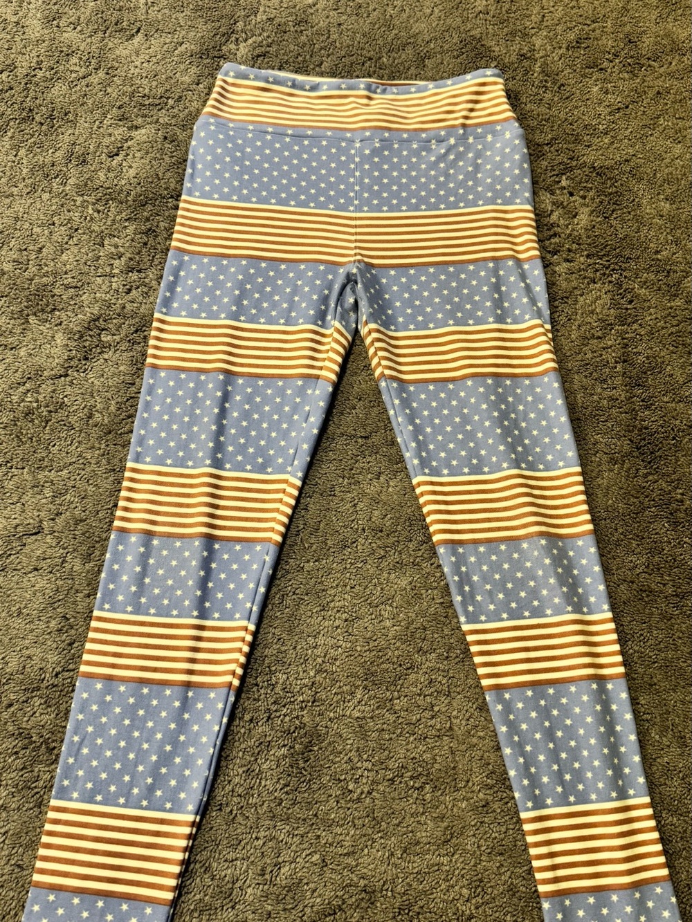 LuLaRoe Blue and Red Striped Star Leggings
